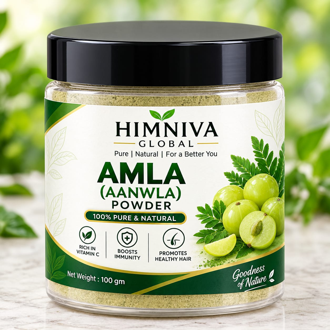 HIMNIVA Amla (Aanwla) Herbal Powder 100g Jar — Better Packaging